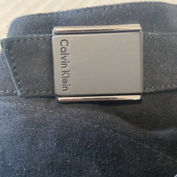 Calvin Klein size 7 black suede booties heels with open toes $100 - Picture 3 of 14